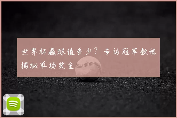 世界杯赢球值多少?专访冠军教练揭秘单场奖金
